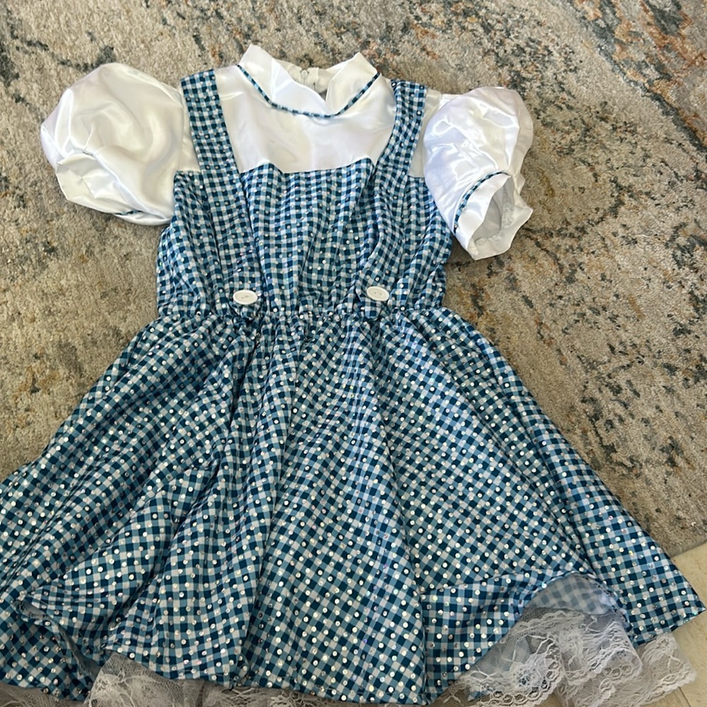 Wizard of Oz blue and white checkered Dorothy costume size medium sparkly